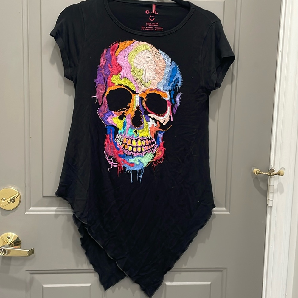 Ay Guy! Sugar skull handkerchief hem shirt